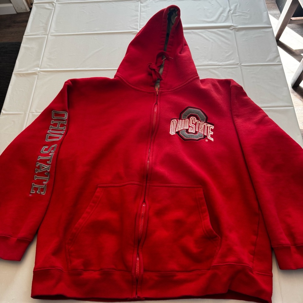 Vibrant Red Ohio State Zip Up Hoodie Men’s Size XL